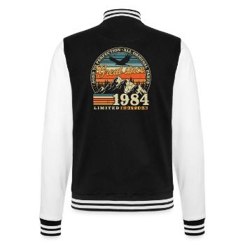 Great Since 1984 Vintage Birthday Gift - College Sweat Jacket - black/white - Back - Marisol (170cm)