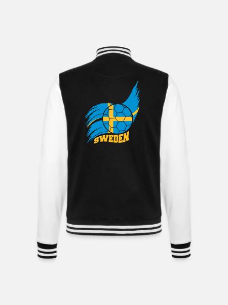 Flagge Ball Schweden Schwedischer Fußball Fan Logo - College-Sweatjacke - Schwarz/Weiß