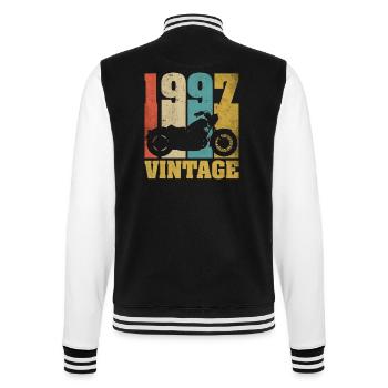 1997 Born birthday biker motorcycle gift - College Sweat Jacket - black/white - Back - Marisol (170cm)