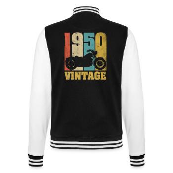 1950 Jahrgang Geburtstag Biker Motorrad Geschenk - College-Sweatjacke - Schwarz/Weiß - Hinten - Marisol (170cm)