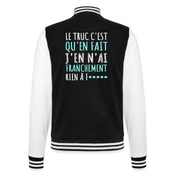 J'en n' ai rien à f...humour phrase drôle cadeau - Veste Teddy - noir/blanc - Dos - Marisol (170cm)