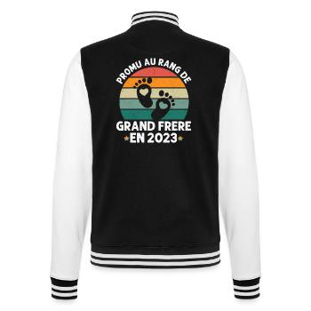 Grand frère en 2023 annonce naissance bébé - Veste Teddy - noir/blanc - Dos - Marisol (170cm)