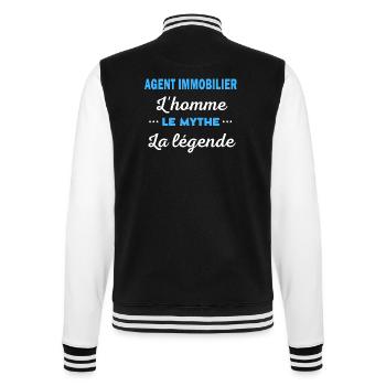 AGENT IMMOBILIER homme mythe légende - Veste Teddy - noir/blanc - Dos - Marisol (170cm)