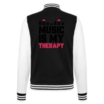 music is my therapy - College-Sweatjacke - Schwarz/Weiß - Hinten - Marisol (170cm)