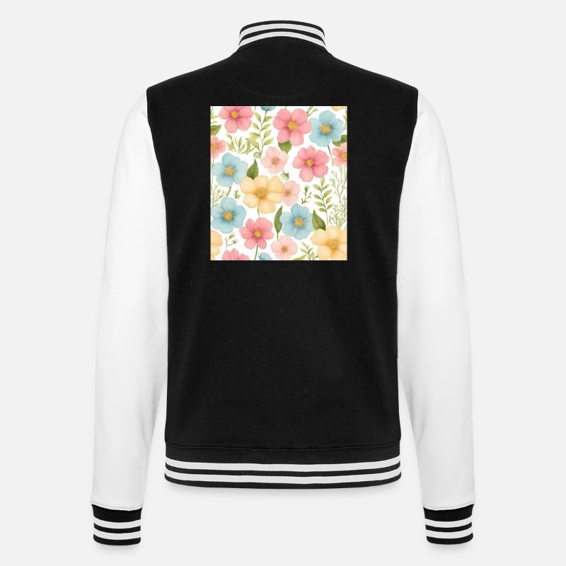 Floral pattern - College Sweat Jacket - black/white