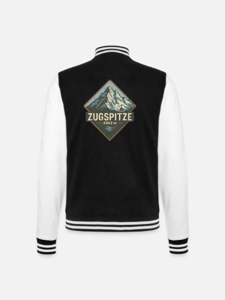 Zugspitze Bergsteiger Vintage Badge 2962m Alpen - College-Sweatjacke - Schwarz/Weiß