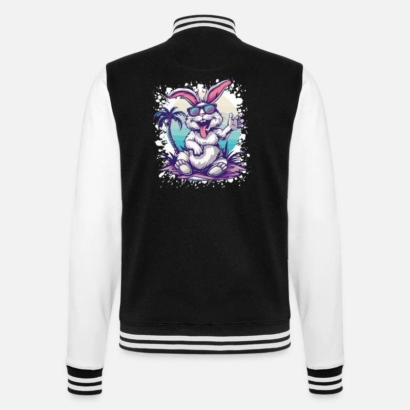 Rabbit Island Palm Tree - College Sweat Jacket - black/white