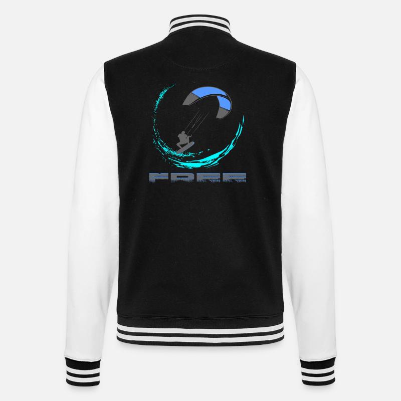 Kitesurf - College-Sweatjacke - Schwarz/Weiß