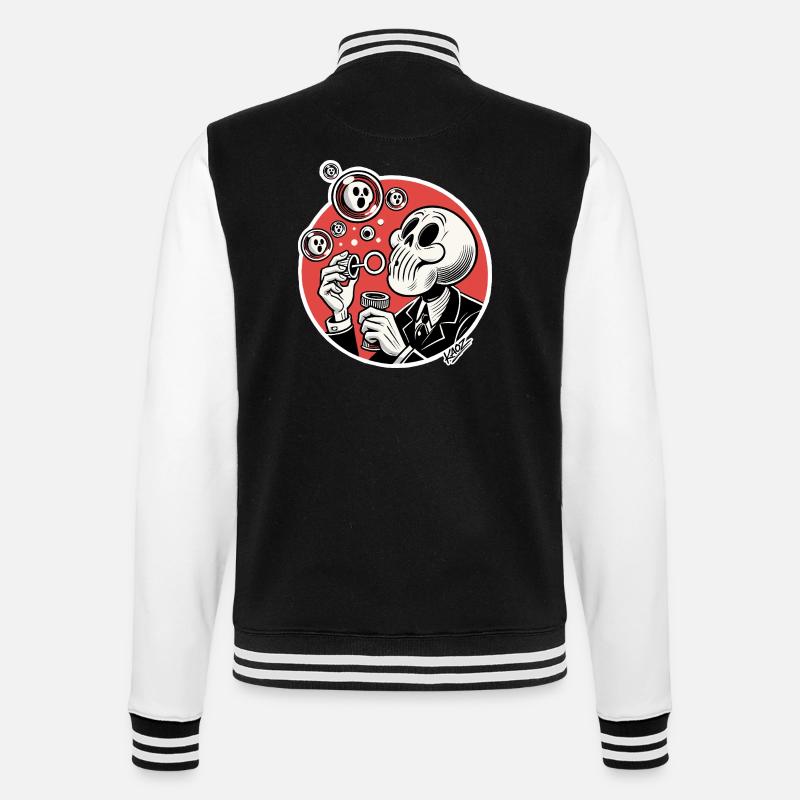 Skeleton Bubble Blower Illustration - College Sweat Jacket - black/white
