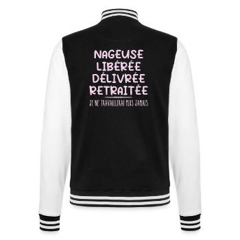 Schwimmer feiert Ruhestand mit Humorgeschenk - College-Sweatjacke - Schwarz/Weiß - Hinten - Marisol (170cm)