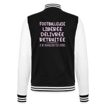 Footballer celebrates her retirement with humor cadea - College Sweat Jacket - black/white - Back - Marisol (170cm)