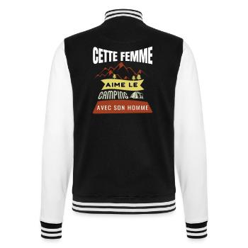 Cette femme aime le camping humour campeuse cadeau - Veste Teddy - noir/blanc - Dos - Marisol (170cm)