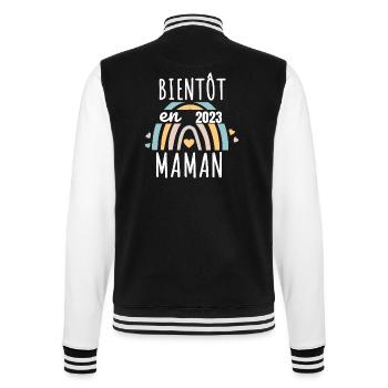 Maman en 2023 annonce naissance cadeau femme - Veste Teddy - noir/blanc - Dos - Marisol (170cm)