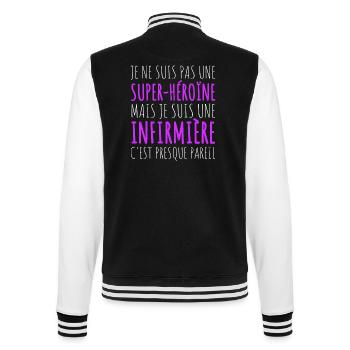 Infirmière super humour infirmiere cadeau femme - Veste Teddy - noir/blanc - Dos - Marisol (170cm)
