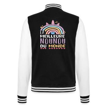 Meilleure nounou du monde humour nourrice cadeau - Veste Teddy - noir/blanc - Dos - Marisol (170cm)