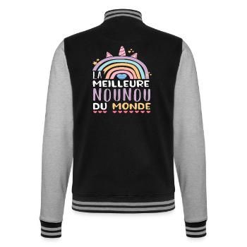 Meilleure nounou du monde humour nourrice cadeau - Veste Teddy - noir/gris chiné - Dos - Marisol (170cm)