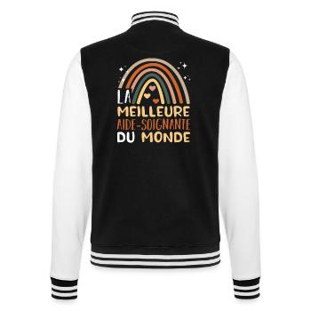 Meilleure aide-soignante du monde humour cadeau - Veste Teddy - noir/blanc - Dos - Marisol (170cm)
