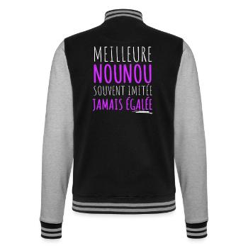 Meilleure nounou humour nourrice cadeau femme - Veste Teddy - noir/gris chiné - Dos - Marisol (170cm)