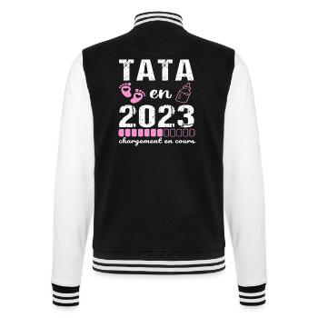 Tata en 2023 annonce naissance cadeau tante - Veste Teddy - noir/blanc - Dos - Marisol (170cm)