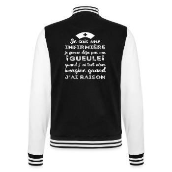 Infirmière je ferme pas ma gueule humour cadeau - Veste Teddy - noir/blanc - Dos - Marisol (170cm)
