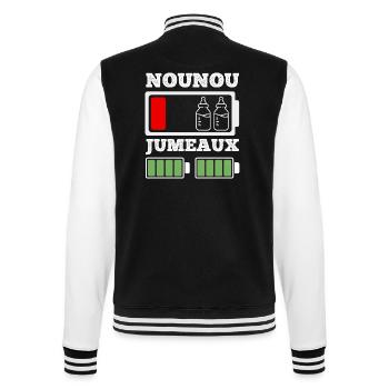 Nounou de jumeaux humour batterie faible nourrice - Veste Teddy - noir/blanc - Dos - Marisol (170cm)