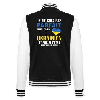 ukraine ukrainien parfait drapeau ukraine - Veste Teddy - noir/blanc - Dos - Marisol (170cm)