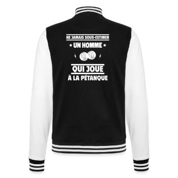un homme qui joue à la pétanque - Veste Teddy - noir/blanc - Dos - Marisol (170cm)