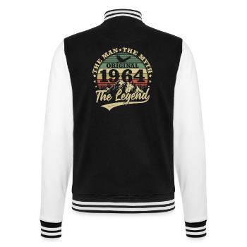 1964 Vintage Birthday Man Myth Legend - College Sweat Jacket - black/white - Back - Marisol (170cm)