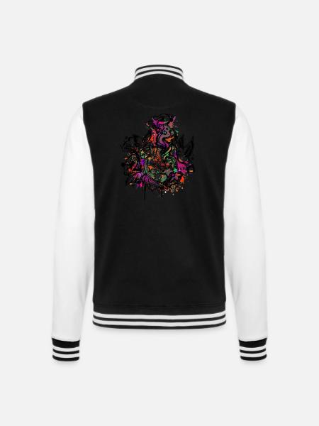 Herz (Blumen & Sterne - Colour Splash) 03 - College-Sweatjacke - Schwarz/Weiß