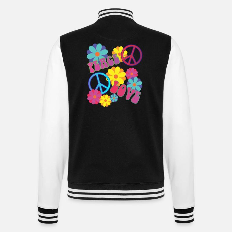 aimer la paix puissance hippie de fleurs - Veste Teddy - noir/blanc