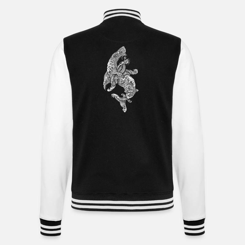 Shark surfer - College Sweat Jacket - black/white