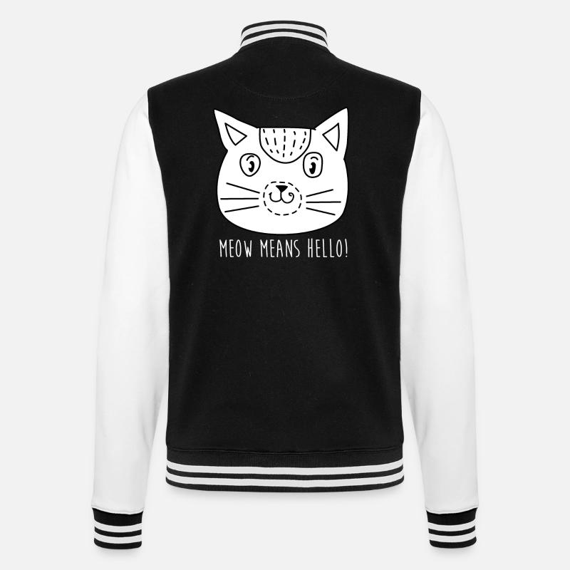 Comic Katze Gesicht mit Spruch - College-Sweatjacke - Schwarz/Weiß