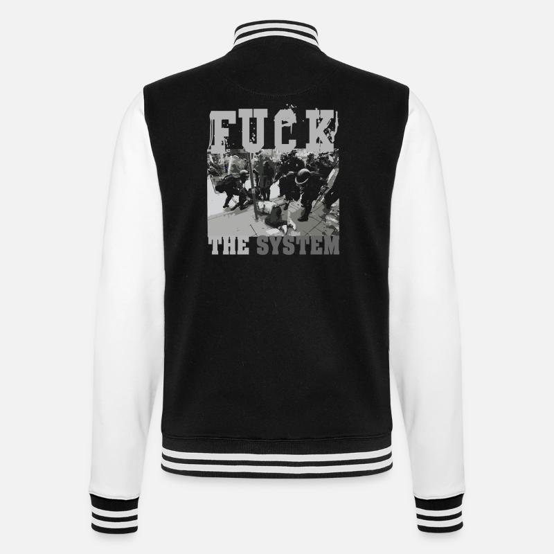 Fuck the System - College-Sweatjacke - Schwarz/Weiß