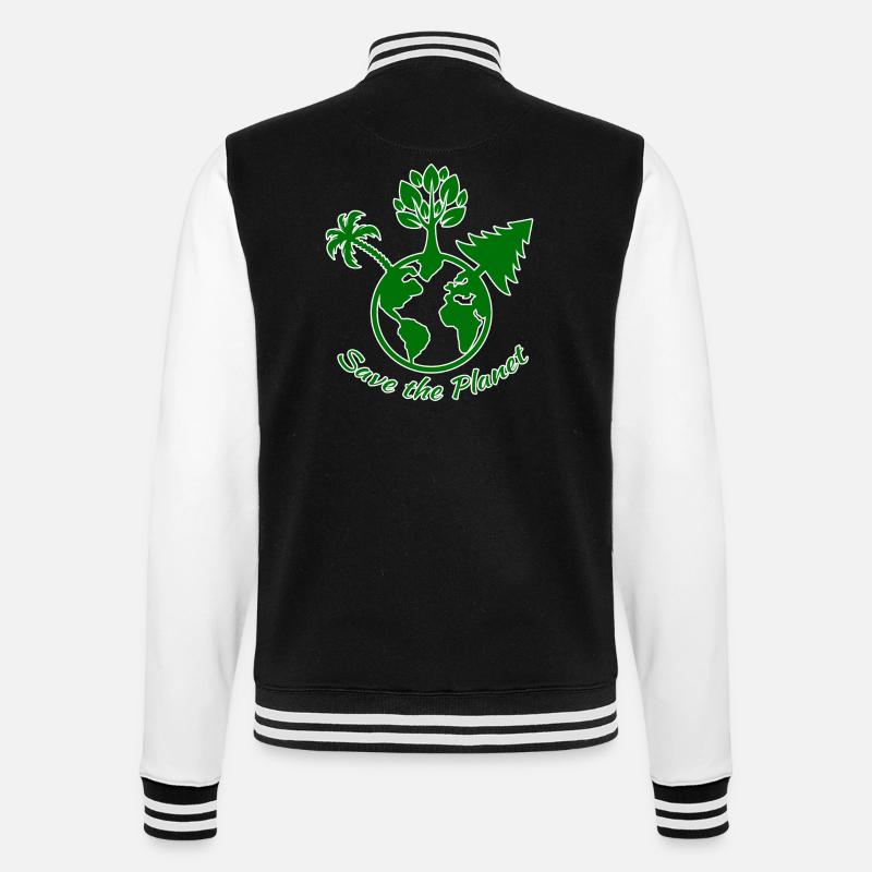 Save the Planet - Klimaschutz - College-Sweatjacke - Schwarz/Weiß