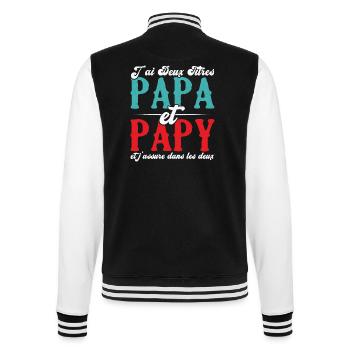 J'ai deux titres papa et papy - Veste Teddy - noir/blanc - Dos - Marisol (170cm)
