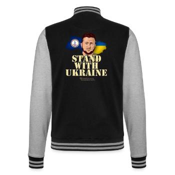 Ukraine Virginie Drapeaux Zelenskyj - Veste Teddy - noir/gris chiné - Dos - Marisol (170cm)