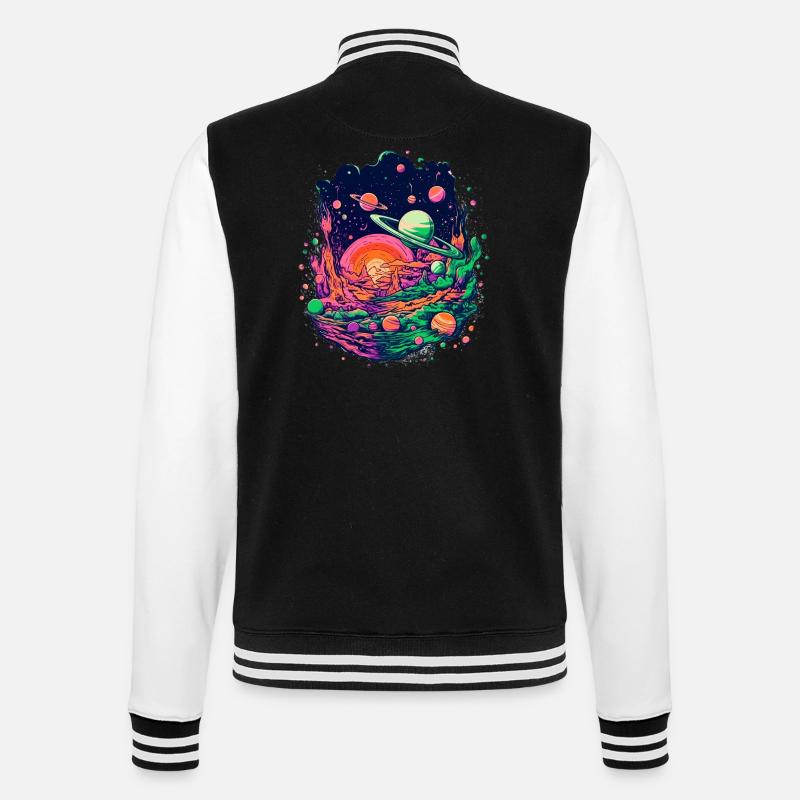 Mysterious solar system with planets - College Sweat Jacket - black/white