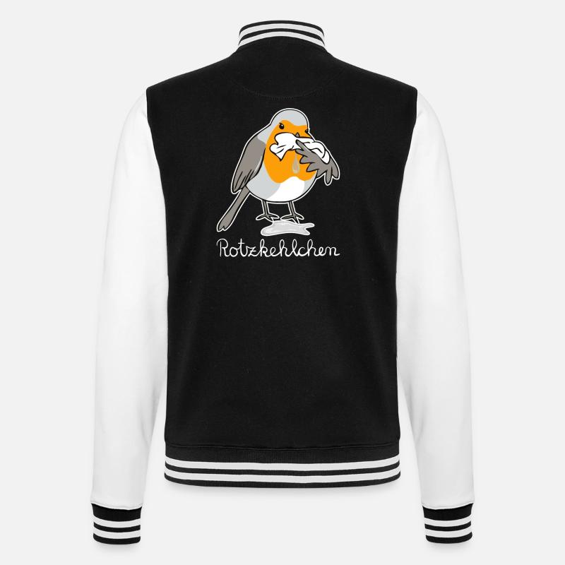 Rotzkehlchen hell Rotkehlchen hat Schnupfen - College-Sweatjacke - Schwarz/Weiß