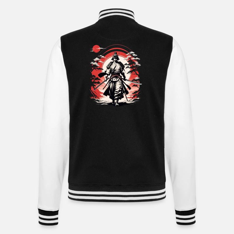 Samurai-Krieger - Japan - Dämon - College-Sweatjacke - Schwarz/Weiß