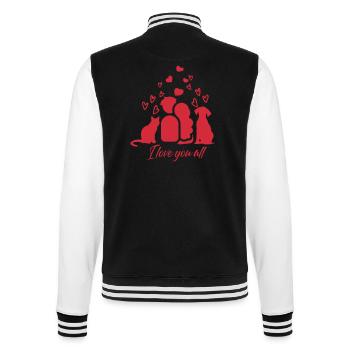 I love you all Tshirt, Kleidung Mode, Valentinstag - College-Sweatjacke - Schwarz/Weiß - Hinten - Marisol (170cm)