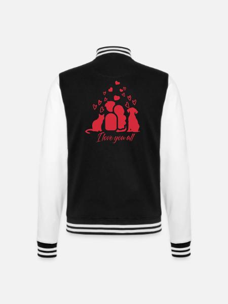 I love you all Tshirt, Kleidung Mode, Valentinstag - College-Sweatjacke - Schwarz/Weiß