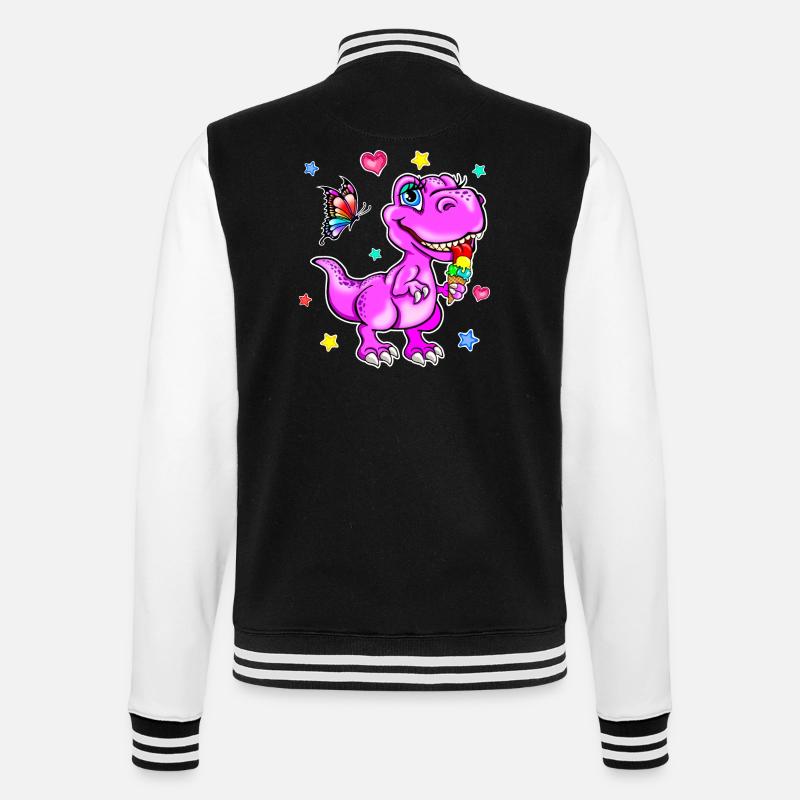 Rosa Dinosaurier mit Eiscreme - College-Sweatjacke - Schwarz/Weiß