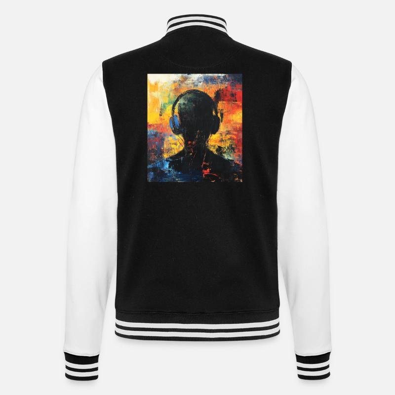 Abstrakte Silhouette mit Kopfhörern - College-Sweatjacke - Schwarz/Weiß