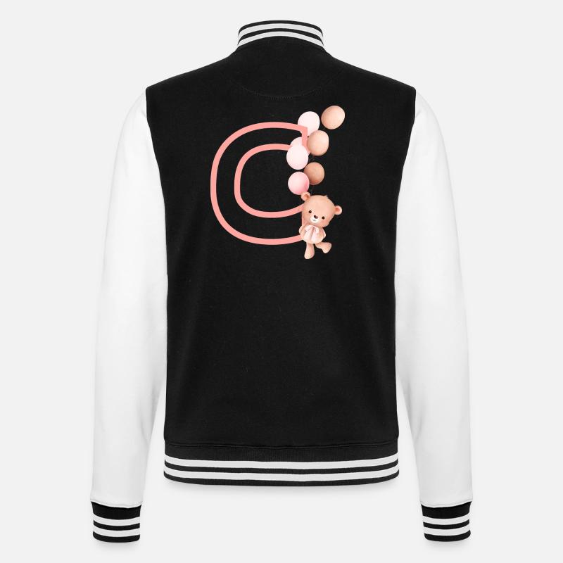 Letter c pink bear - College Sweat Jacket - black/white