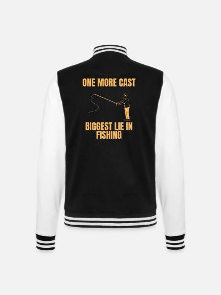 Noch ein Wurf - Die größte Lüge des Angelns - College-Sweatjacke - Schwarz/Weiß