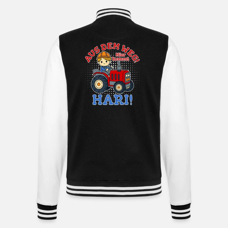 Hari Name Traktor - College-Sweatjacke - Schwarz/Weiß