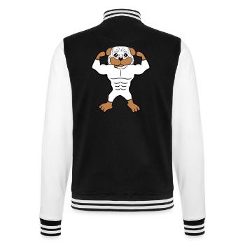 Chien Bodybuilder Muscles forts Gym Haltérophilie - Veste Teddy - noir/blanc - Dos - Marisol (170cm)