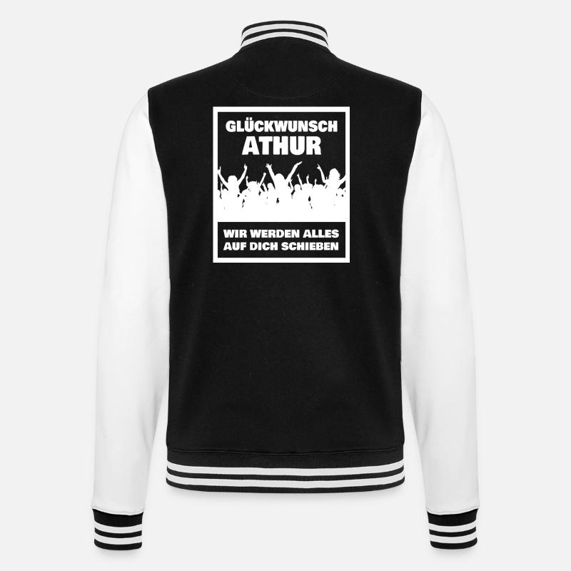 First name Athur - College Sweat Jacket - black/white