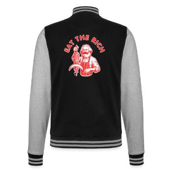 Eat the rich - College-Sweatjacke - Schwarz/Grau meliert - Hinten - Marisol (170cm)