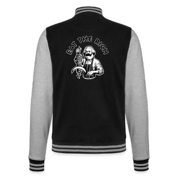 Eat the rich - College-Sweatjacke - Schwarz/Grau meliert - Hinten - Marisol (170cm)